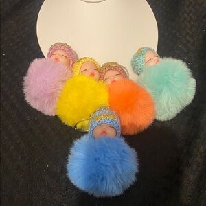 Adorable Fluffy Doll Keychain 4” pick your color
